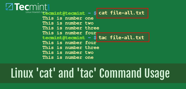 Linux での「cat」および「tac」コマンドの使用方法と例