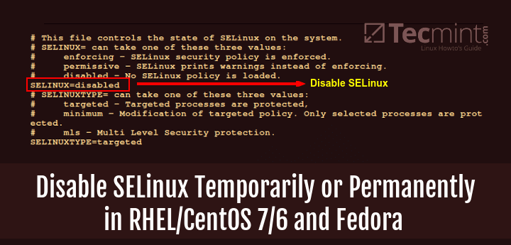 Selinuxを一時的または永続的に無効にする方法