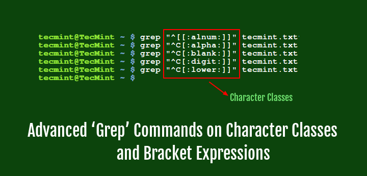 11文字のクラスとブラケット式の高度なLinux 'Grep'コマンド