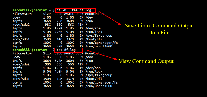 Linux でコマンド出力をファイルに保存する方法