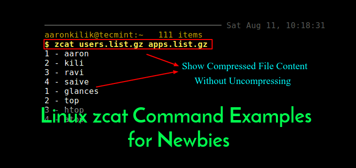 初心者向けの Linux zcat コマンド例