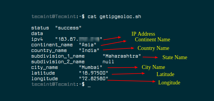 ターミナルでLinuxサーバーの地理的場所を見つける方法