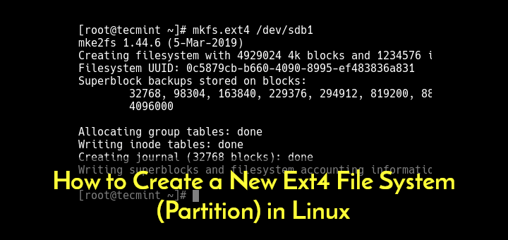 Linuxで新しいExt4ファイルシステム（パーティション）を作成する方法