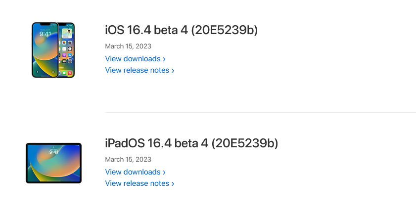 Apple、iOS 16.4とiPadOS 16.4の第4ベータ版を開発者向けにリリース