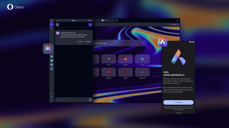 Opera が統合ブラウザ AI である Aria を発表